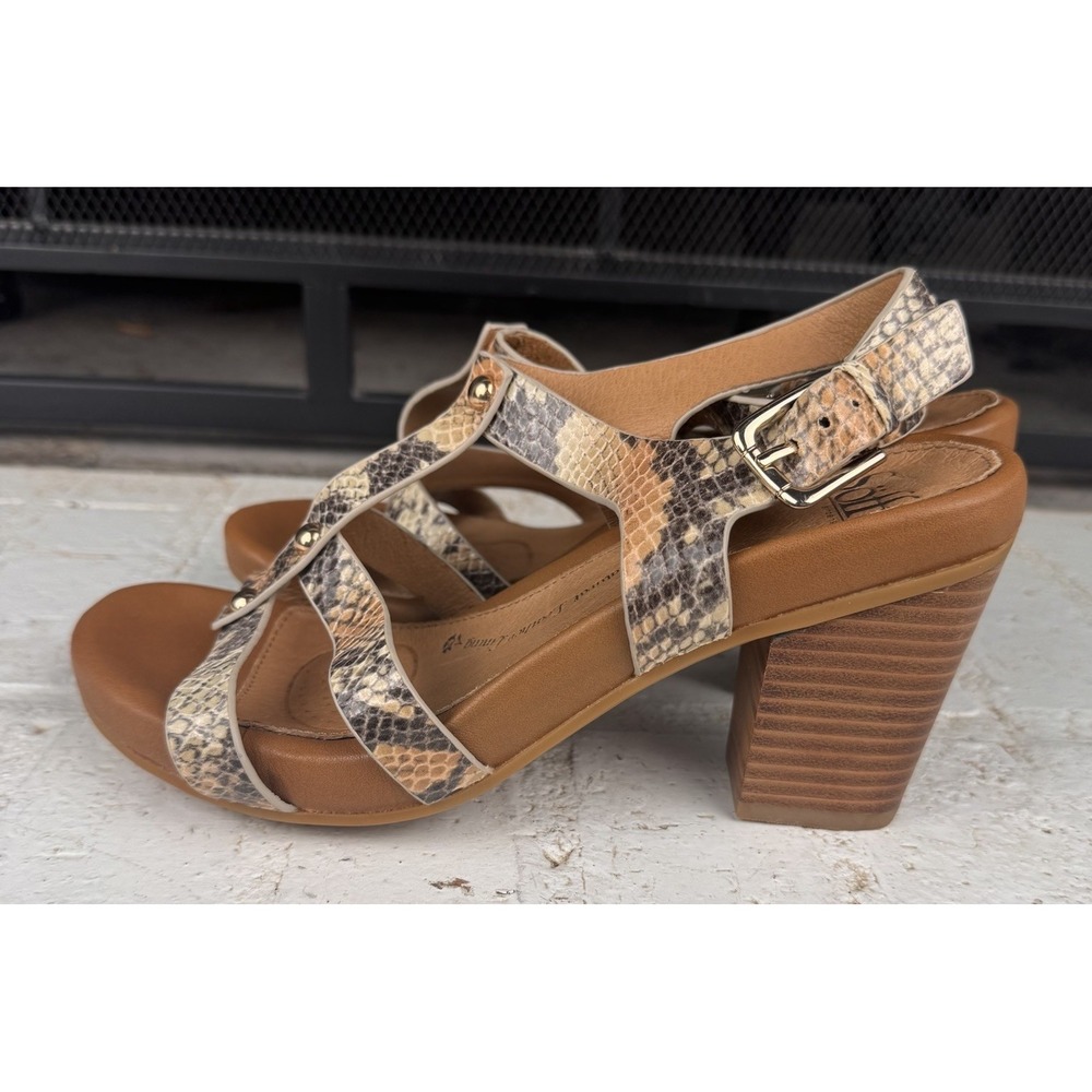 Söfft Deidra  Women Shoes Brown 7.5‎ M Snake Emboss Block Heel Sandal